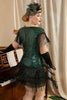 Indlæs billede til gallerivisning Mørkegrøn Plus Size 1920s Gatsby Kjole