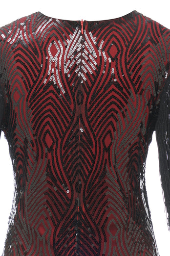 Sort rød V hals 1920'erne Party Dress