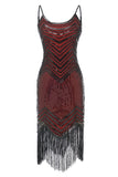 Bodycon Sort Sølv Pailletter 1920'erne Kjole