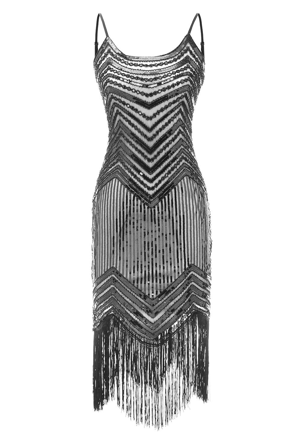Sort rød spaghetti stropper 1920'erne Kjole