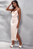 Champagne Backless Prom Kjole med slids