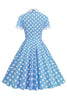 Indlæs billede til gallerivisning Hepburn Style Polka Dots Vintage kjole med korte ærmer