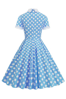 Hepburn Style Polka Dots Vintage kjole med korte ærmer