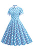Indlæs billede til gallerivisning Hepburn Style Polka Dots Vintage kjole med korte ærmer