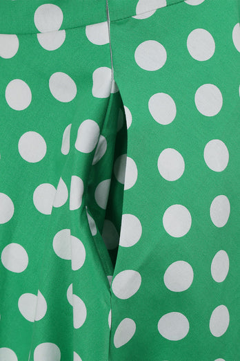 Grøn Halter Polka Dots 1950'erne Kjole