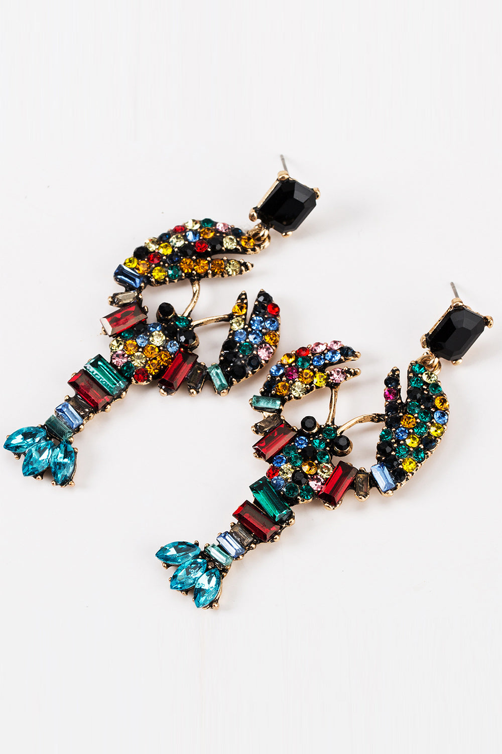Farverige hummer beaded øreringe