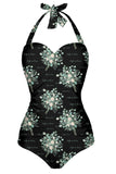 Sort One Piece Halter Badedragt