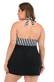 Plus size sort og hvid stribet badetøj
