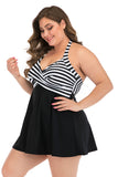 Plus size sort og hvid stribet badetøj