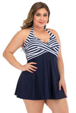 Plus size sort og hvid stribet badetøj