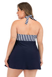Plus size sort og hvid stribet badetøj