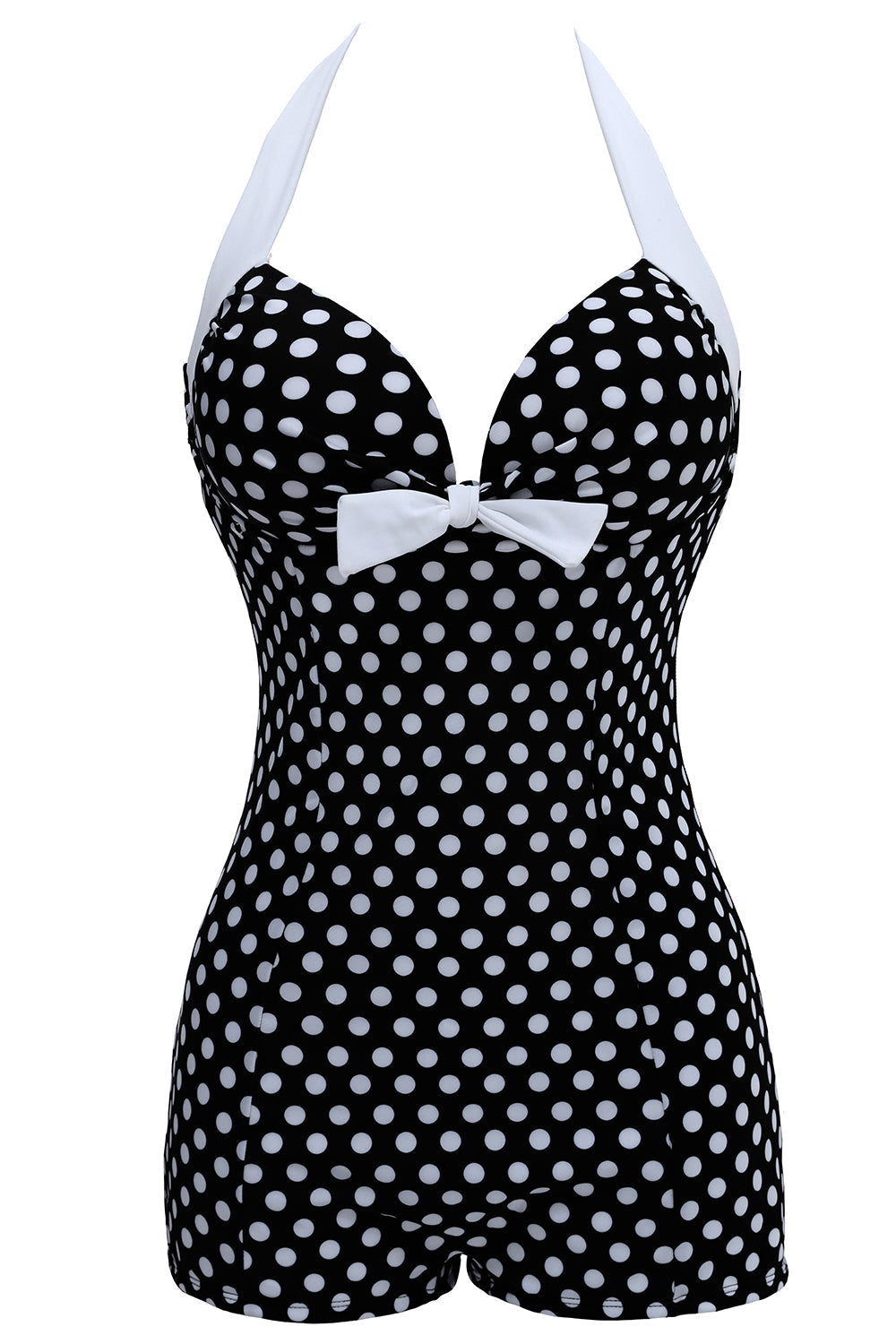 Plus size sort og hvid Polka Dots badetøj Shorts