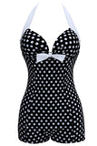Plus size sort og hvid Polka Dots badetøj Shorts
