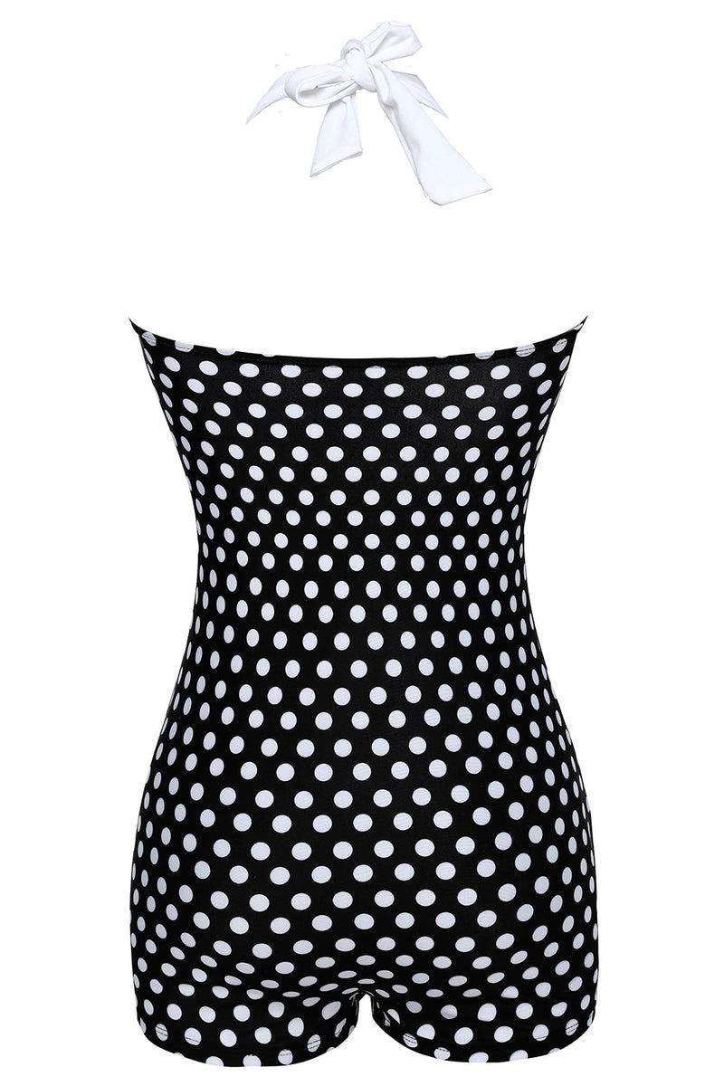 Indlæs billede til gallerivisning Plus size sort og hvid Polka Dots badetøj Shorts