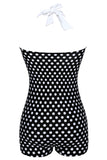 Plus size sort og hvid Polka Dots badetøj Shorts