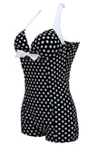 Plus size sort og hvid Polka Dots badetøj Shorts