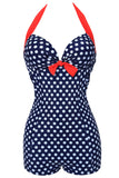 Plus size sort og hvid Polka Dots badetøj Shorts