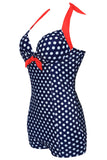Plus size sort og hvid Polka Dots badetøj Shorts