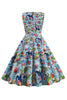 Indlæs billede til gallerivisning Lyseblå blomster vintage 1950&#39;er kjole