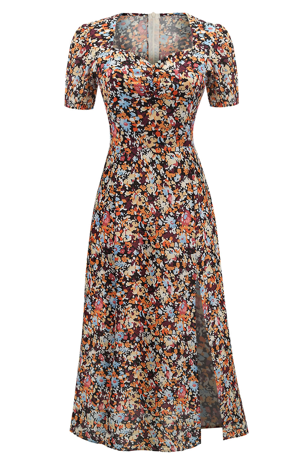V Hals Floral 1950'erne Vintage Kjole