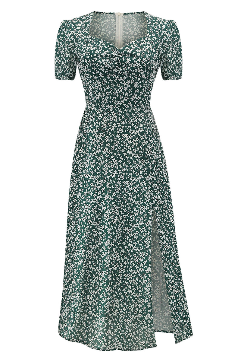 Indlæs billede til gallerivisning V Hals Floral 1950&#39;erne Vintage Kjole