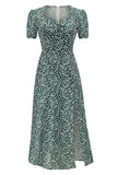 V Hals Floral 1950'erne Vintage Kjole