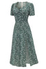 Indlæs billede til gallerivisning V Hals Floral 1950&#39;erne Vintage Kjole