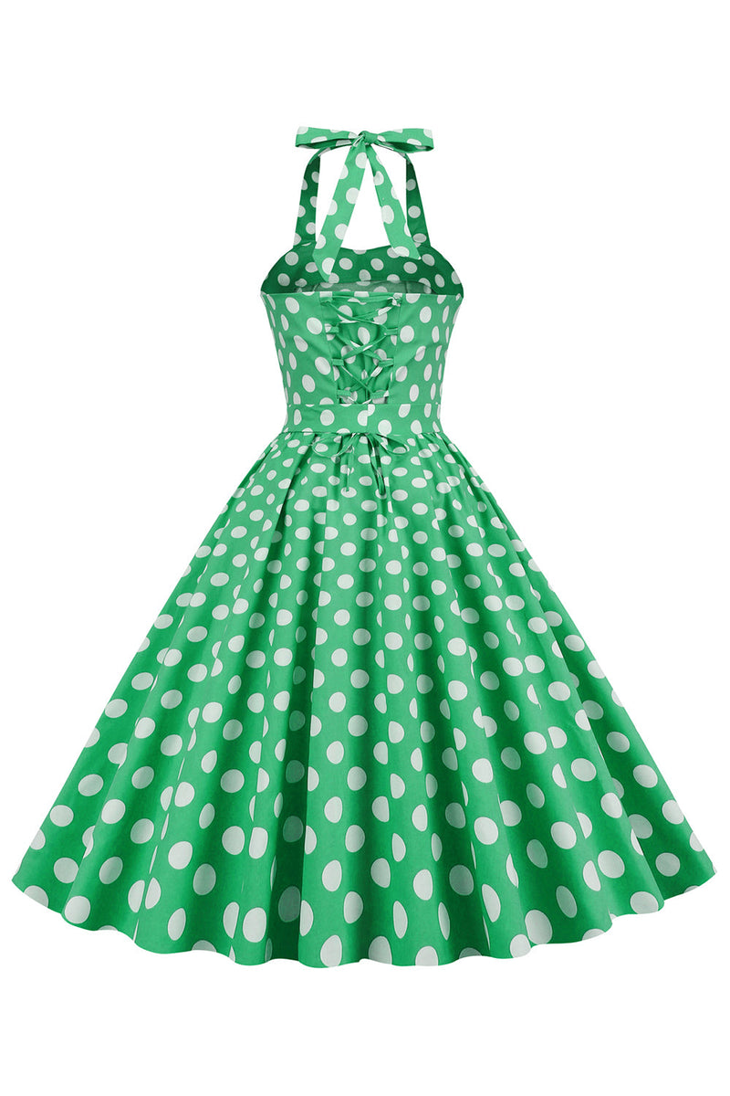 Indlæs billede til gallerivisning Grøn Polka Dots 1950&#39;erne Pin Up Dress