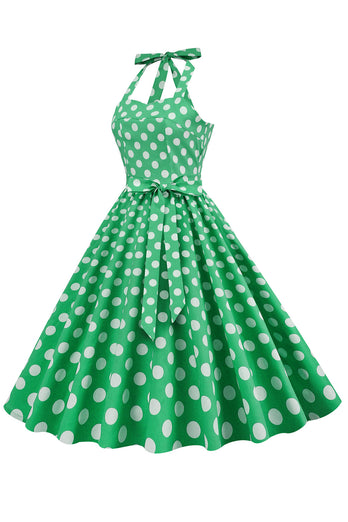 Grøn Polka Dots 1950'erne Pin Up Dress