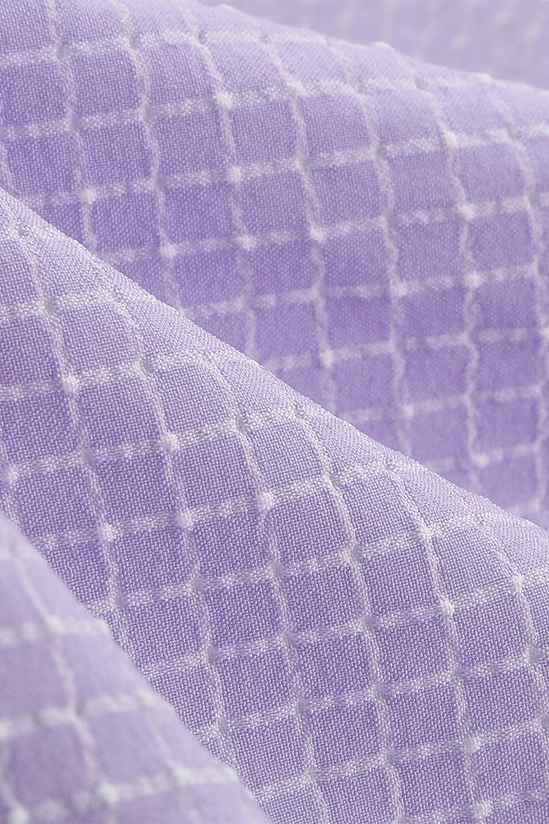 Indlæs billede til gallerivisning Lavendel Halter Plaid Vintage Kjole