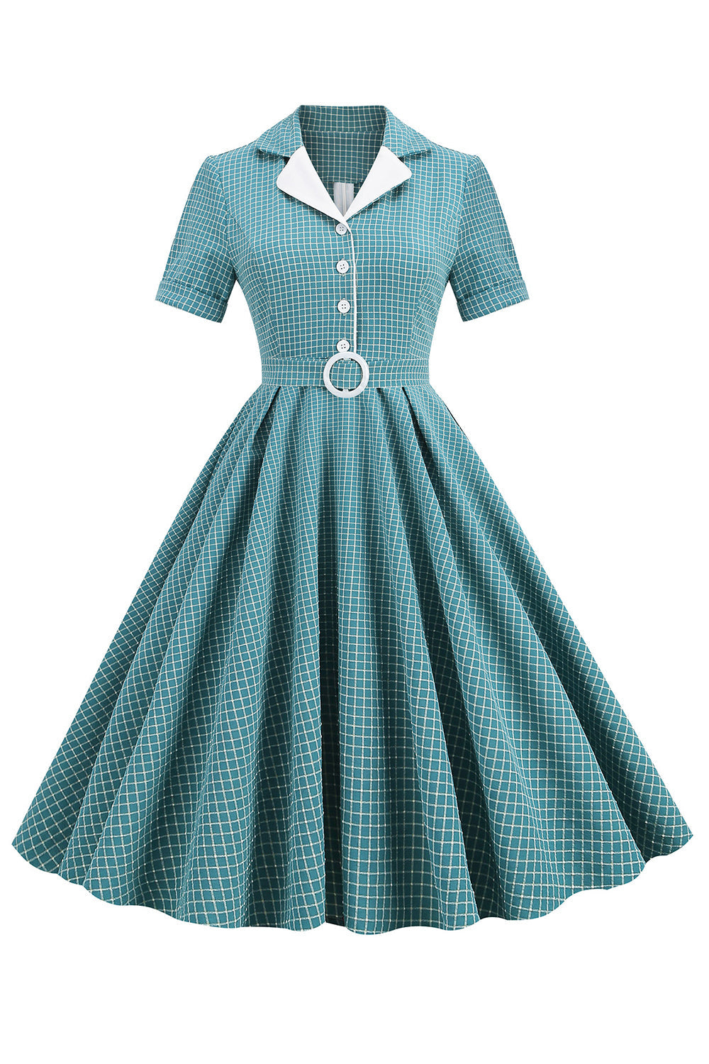 Retro stil Rød Plaid 1950'erne Kjole