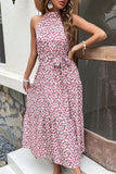 Silm Fit Halter Blomstret Sommerkjole