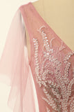 Blush Beading Tulle A-line Gallakjole