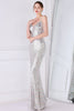 Indlæs billede til gallerivisning Sølv Pink Sequined Spaghetti Straps Mermaid Prom Kjole