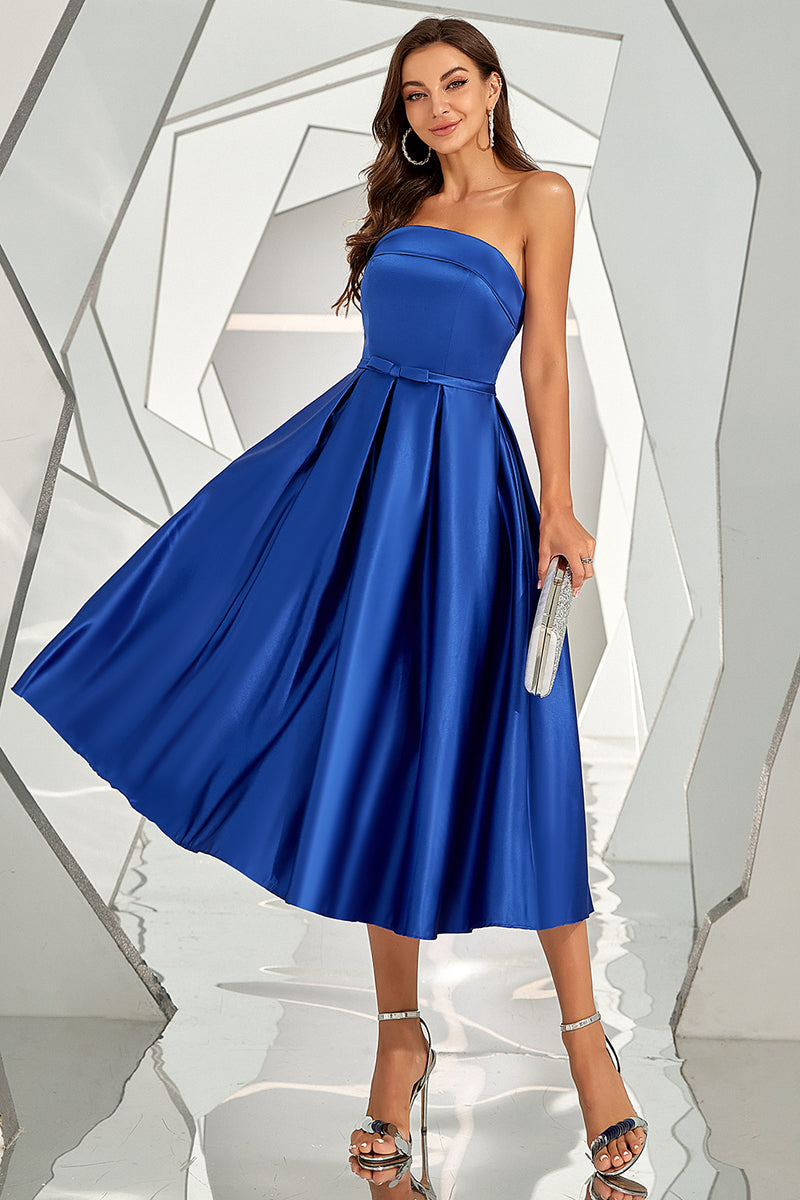Zapaka Kvinder kjole Royal Blue Strapless A Line Prom Kjole – ZAPAKA DA