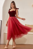 Bordeaux Tulle Homecoming Kjole med Bowknot