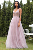 Blush Tulle & Pailletter Gallakjole