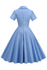 Indlæs billede til gallerivisning Striber Vintage 1950&#39;erne Kjole med korte ærmer