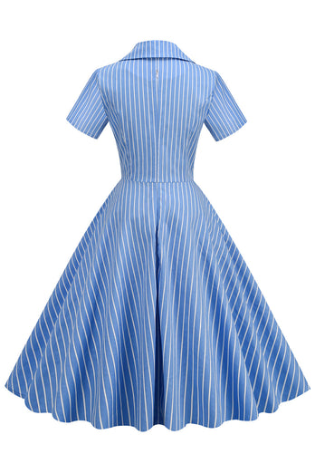 Striber Vintage 1950'erne Kjole med korte ærmer