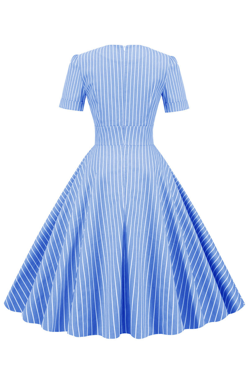 Indlæs billede til gallerivisning Striber Korte ærmer 1950&#39;erne Swing Dress