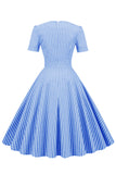 Striber Korte ærmer 1950'erne Swing Dress