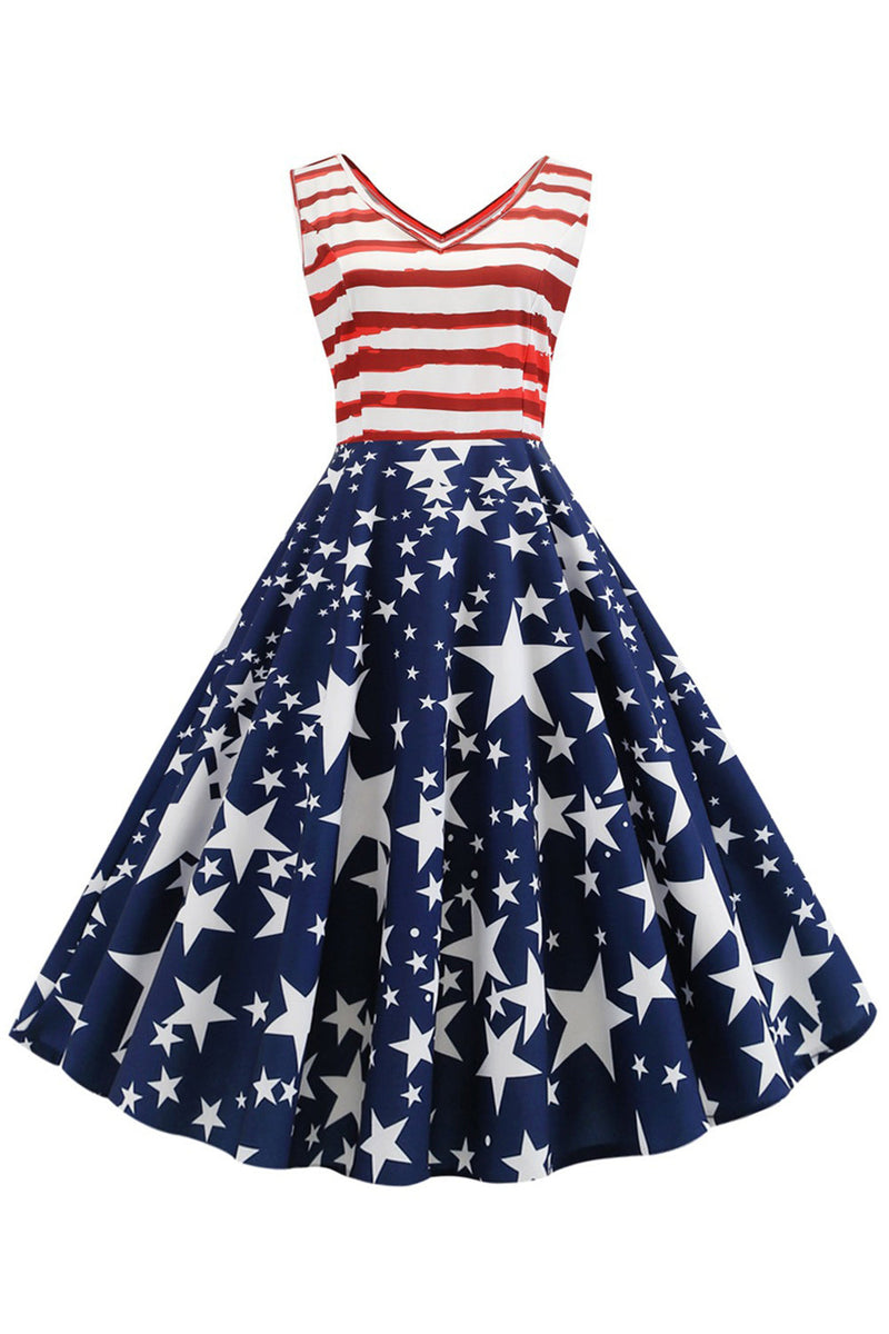 Indlæs billede til gallerivisning Amerikansk uafhængighedsdag retro kvinders kjole