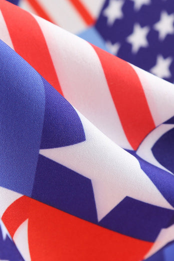Amerikansk flag trykt retro kjole med sløjfe