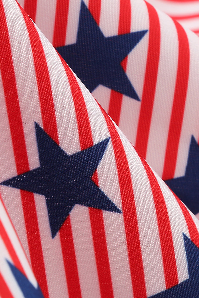 Indlæs billede til gallerivisning Amerikanske flag stjerner Print Vintage Kjole