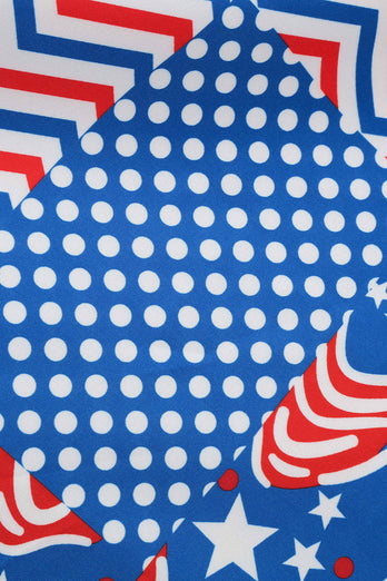V Hals Amerikansk Flag Trykt Vintage Kjole