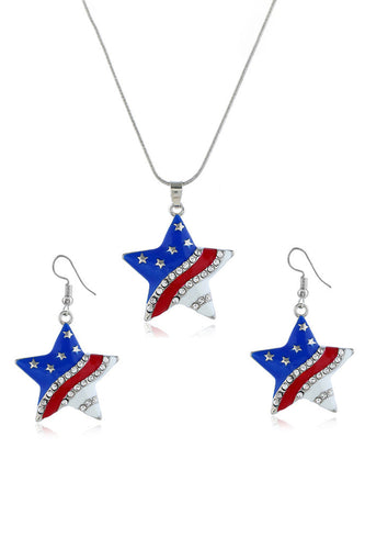 Amerikansk flag Pentagram Diamant Halskæde
