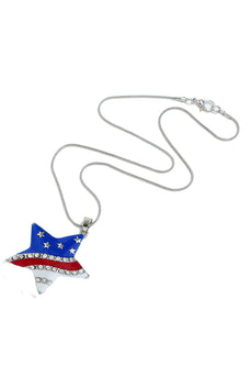 Amerikansk flag Pentagram Diamant Halskæde