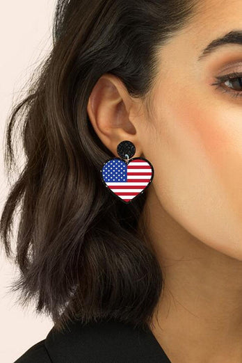 Amerikanske flag hjerte øreringe