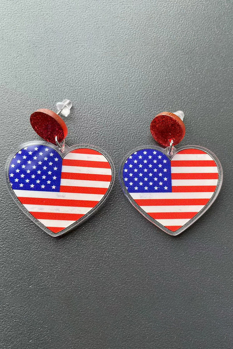 Indlæs billede til gallerivisning Amerikanske flag hjerte øreringe