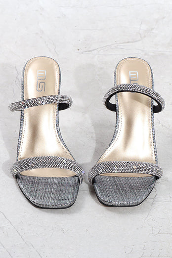 Sandaler med firkantet tå Rhinestone Stiletto